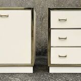 Cabinet and chest of drawers in ivory lacquer, inspired by Mahey and Vandel.