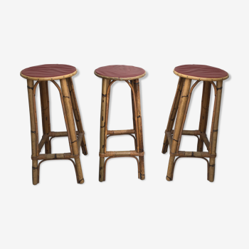 3 rattan bar stools