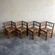 Set of 4 brutalist oak armchairs, 1950s