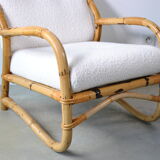 Bamboo armchair rattan buckle 1970