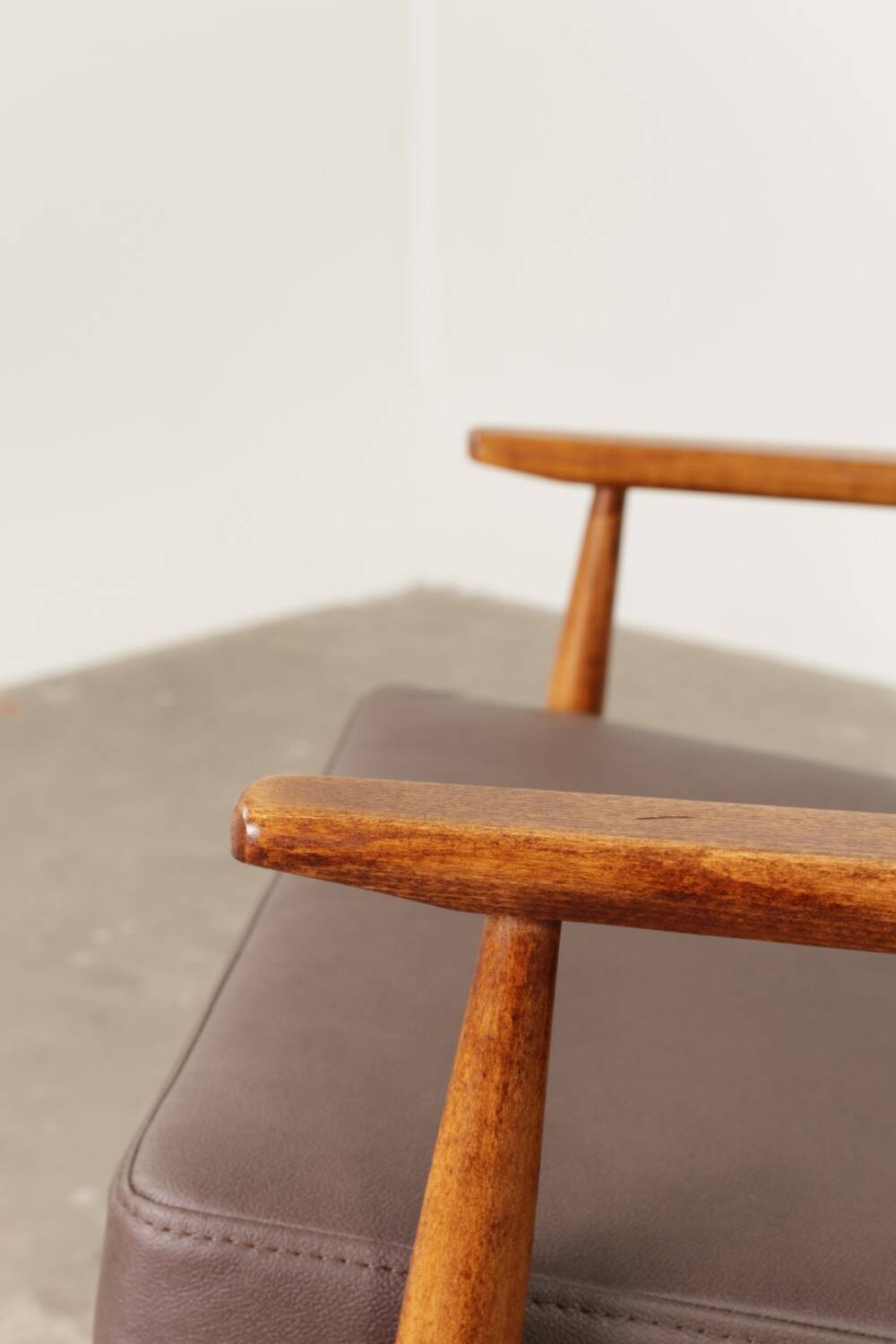 Vintage brown vegan leather armchair modern design