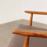 Vintage brown vegan leather armchair modern design