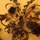 Pair of gold plated wall double candleholders with roses by Hans Kögl, 1960