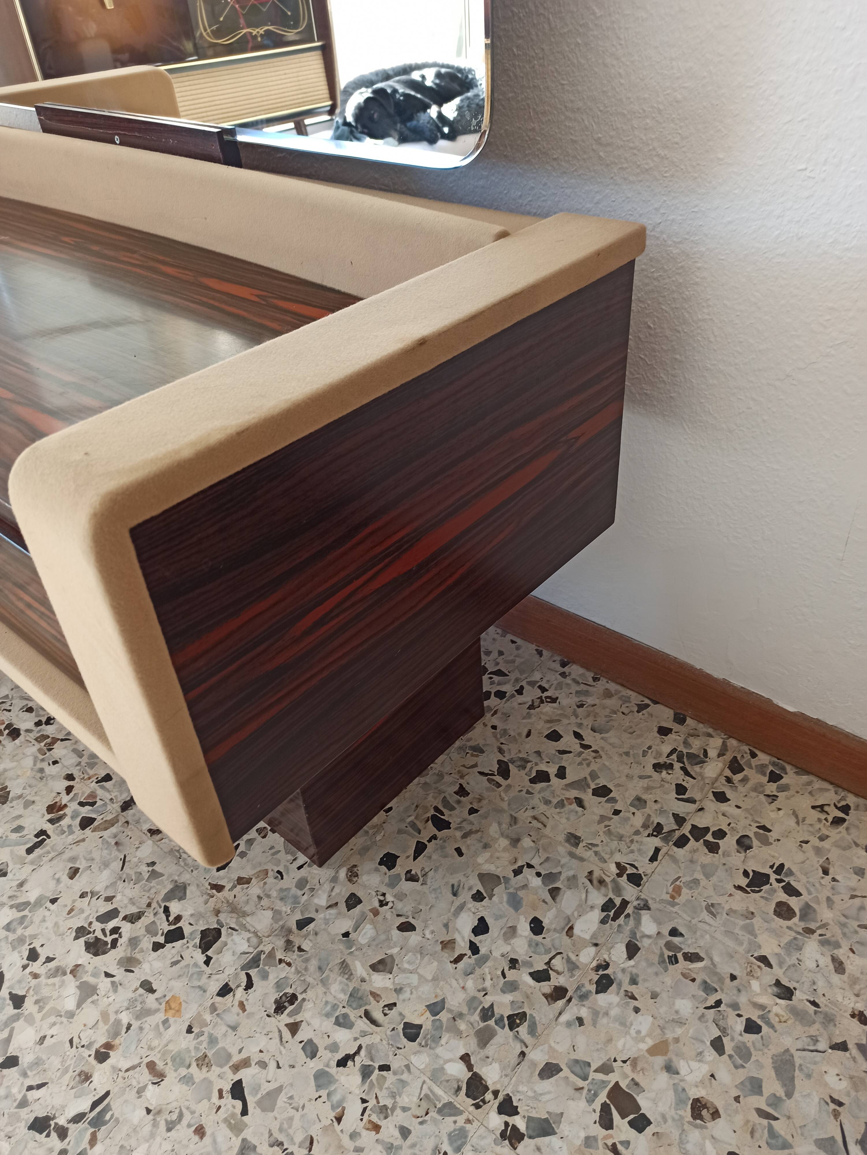 Ebony veneer dressing table with mirror, 1970s