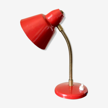 Lampe articulée rouge et doré 1960