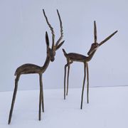 four vintage brass gazelle antelope sculptures
