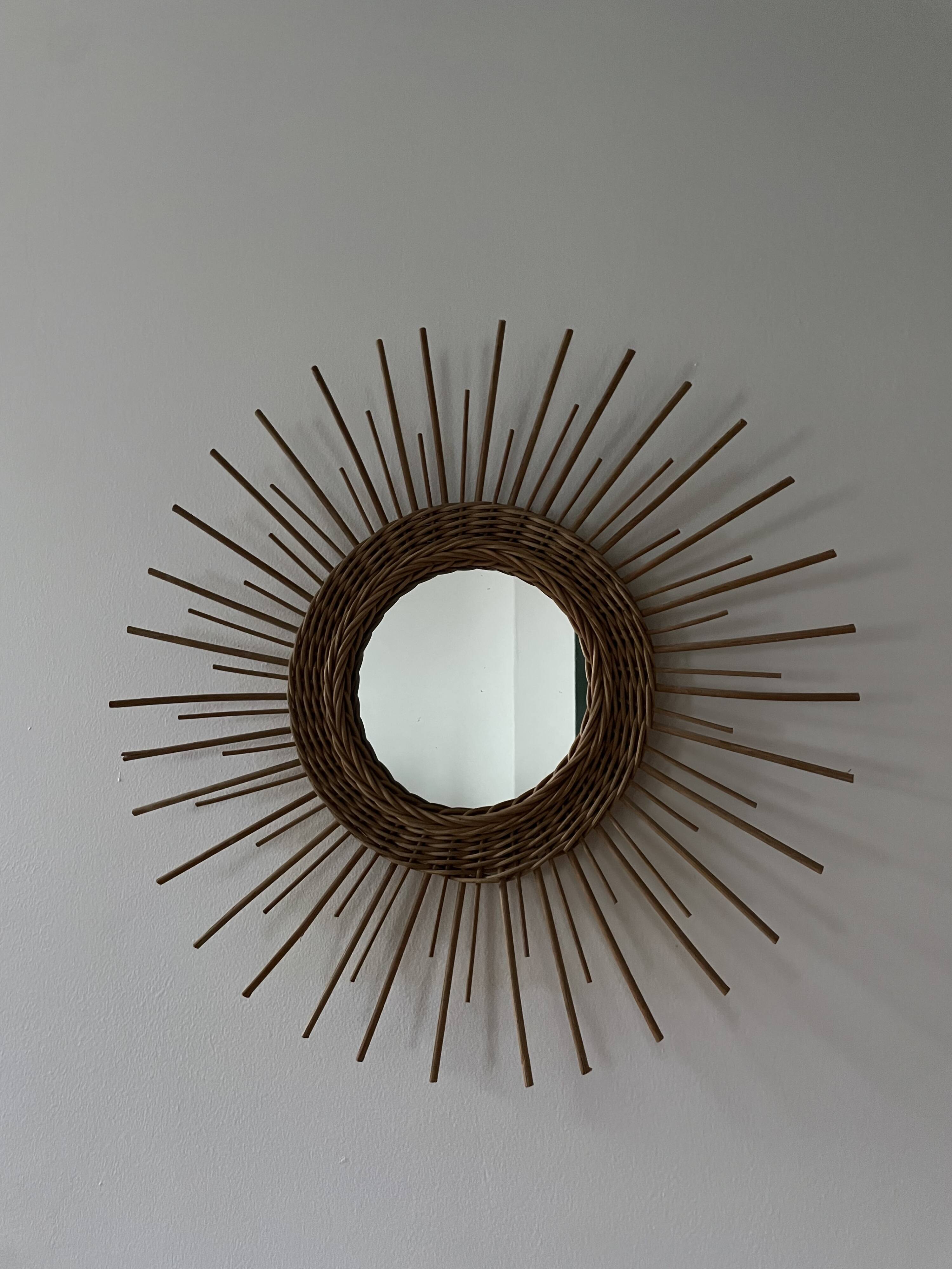 Miroir soleil rotin
