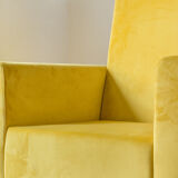 Fauteuil italien 1950 en velours jaune