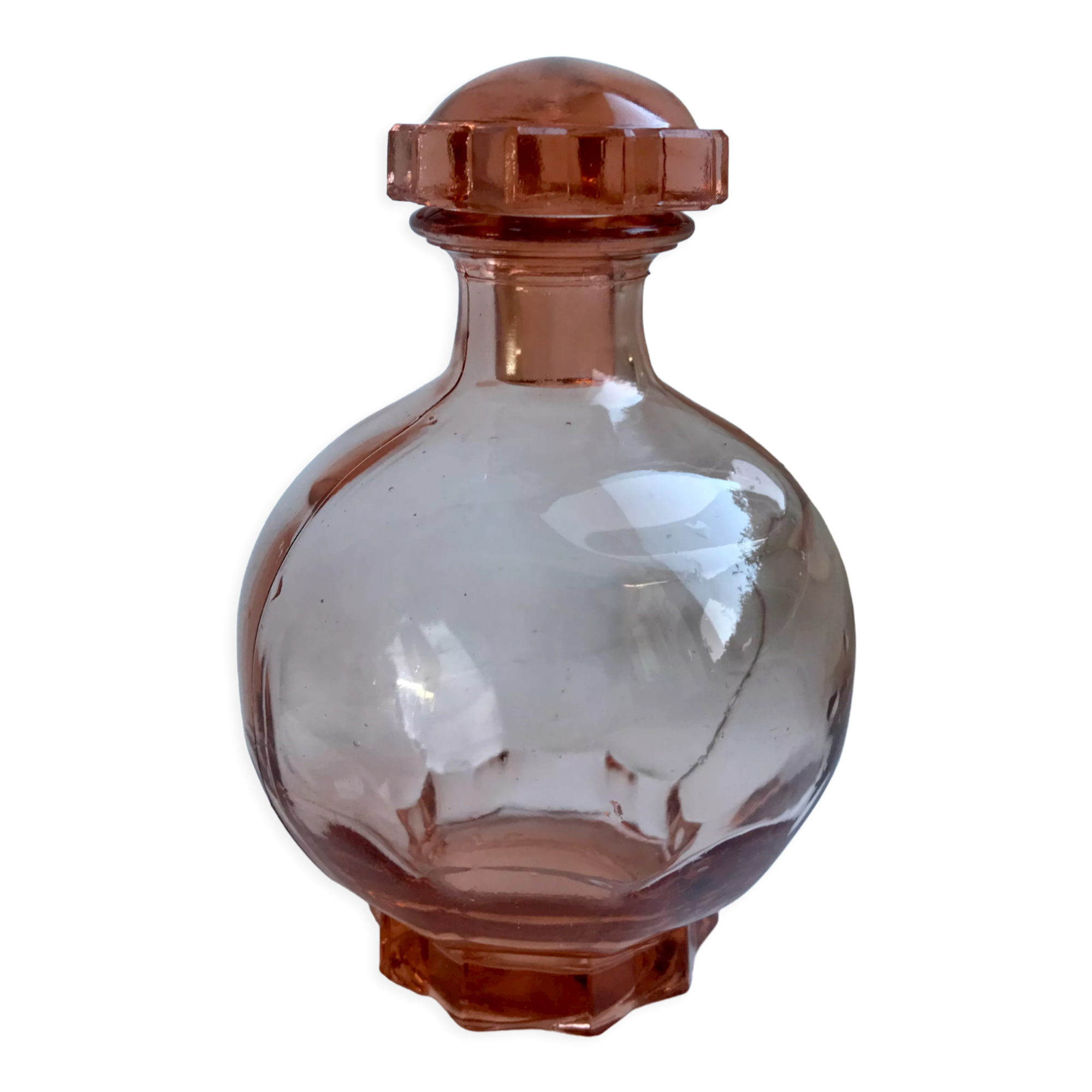 Art deco pink glass decanter 40s