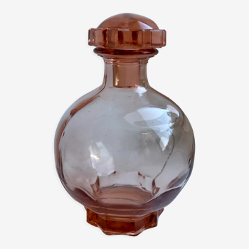 Carafe en verre rose art déco années 40