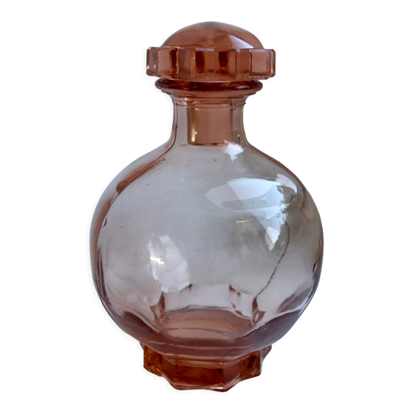 Carafe en verre rose art déco années 40