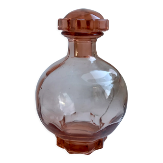 Carafe en verre rose art déco années 40