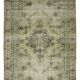 Vintage Turkish Medallion Rug Beige Green 265 x 168 cm