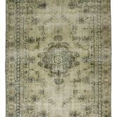 Tapis Turc Vintage Medaillon Beige Vert 265 x 168 cm