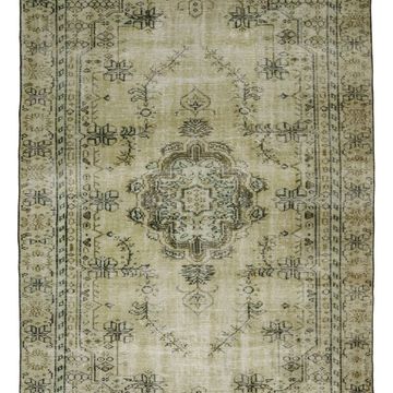 Tapis Turc Vintage Medaillon Beige Vert 265 x 168 cm