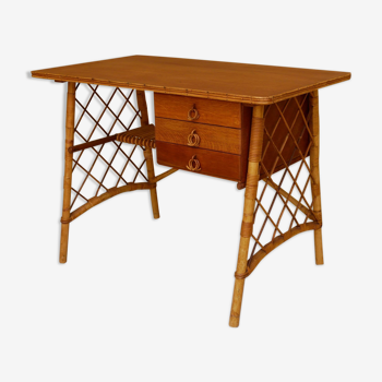 Bureau en rotin par Louis Sognot, années 50