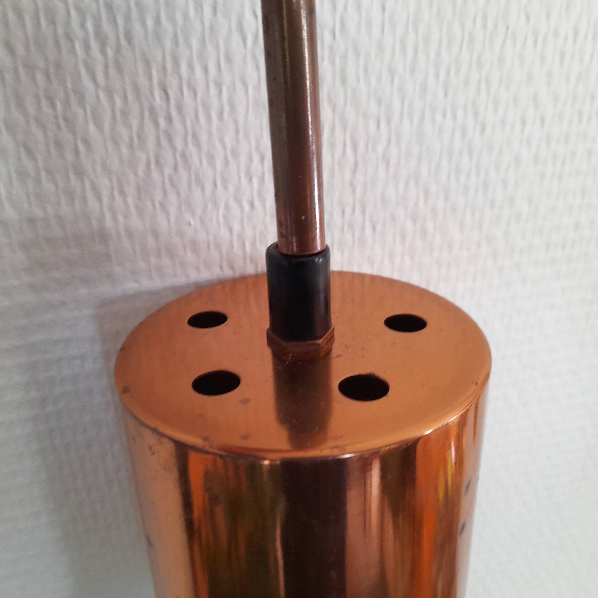 Copper and bubble glass pendant light by veb narva leuchten, germany, year