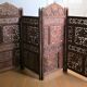 Solid wood screen carved four vintage panels height 98 cm