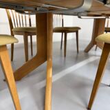 Antique octagonal solid wood extendable table, Girsberger design