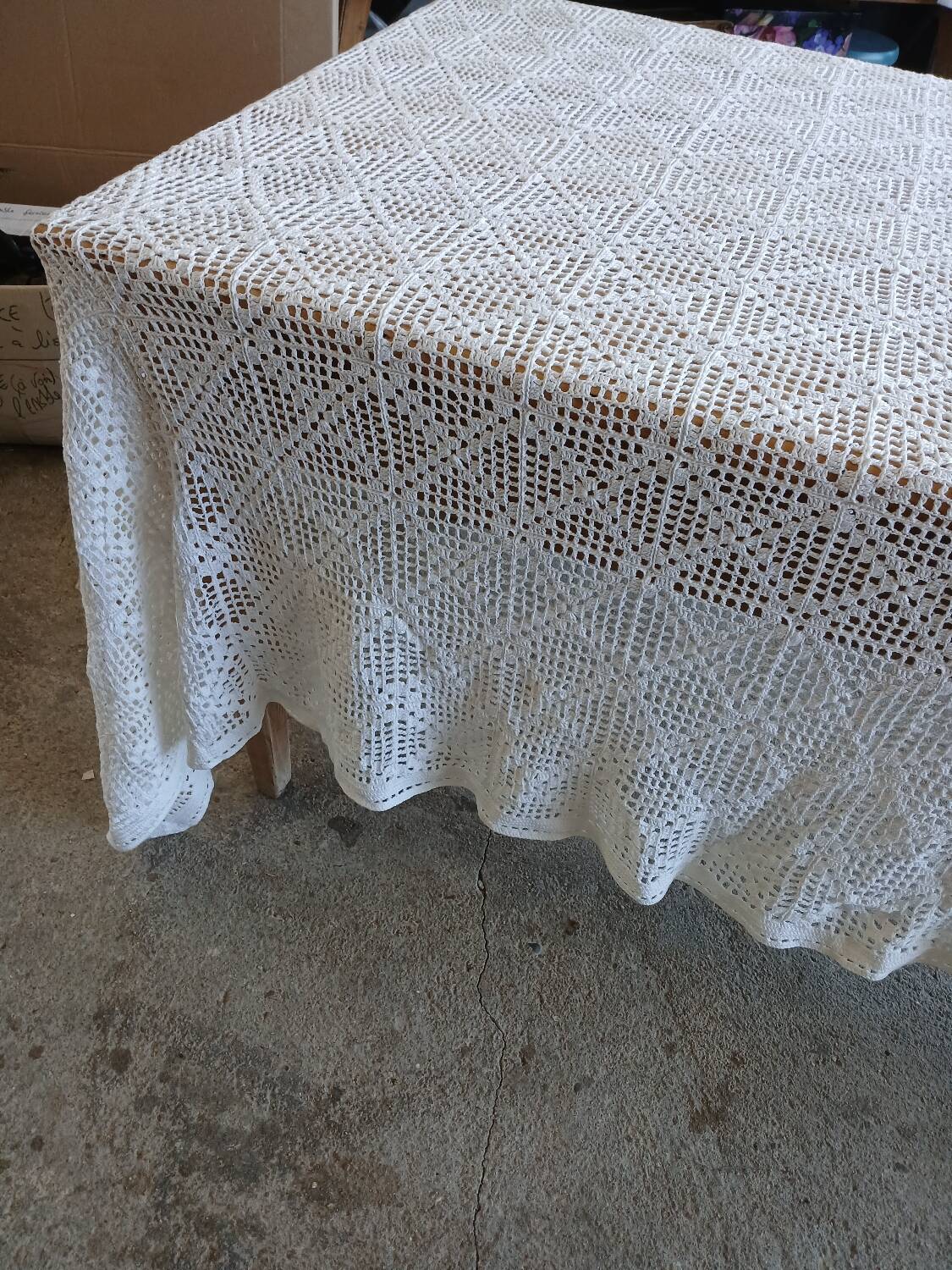Handmade crochet antique bedspread