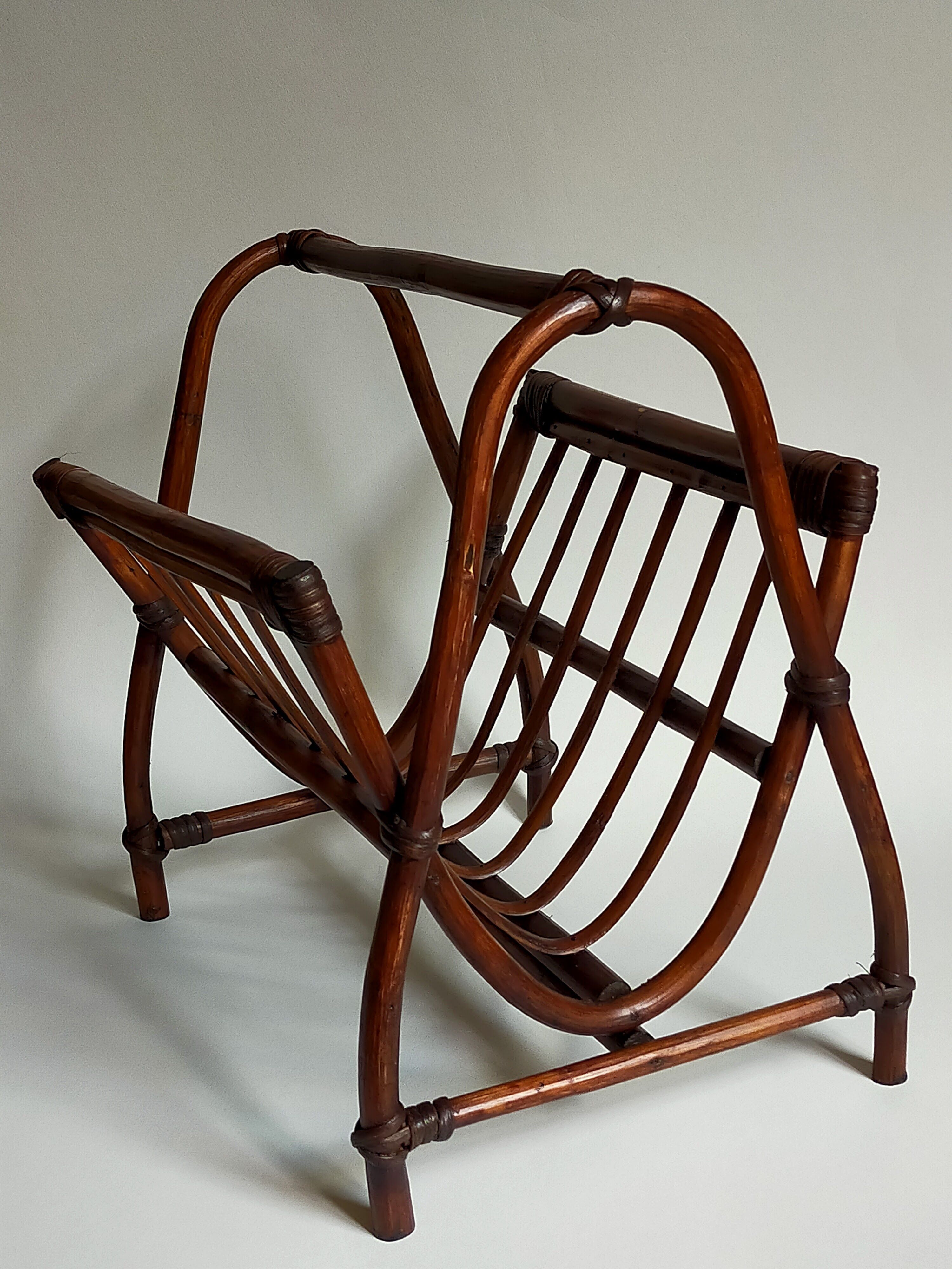 Vintage 1960s rattan magazine holder