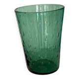 Vase en verre bullé vert