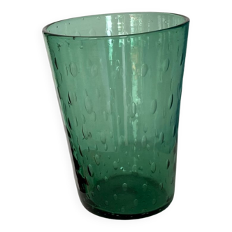 Vase en verre bullé vert