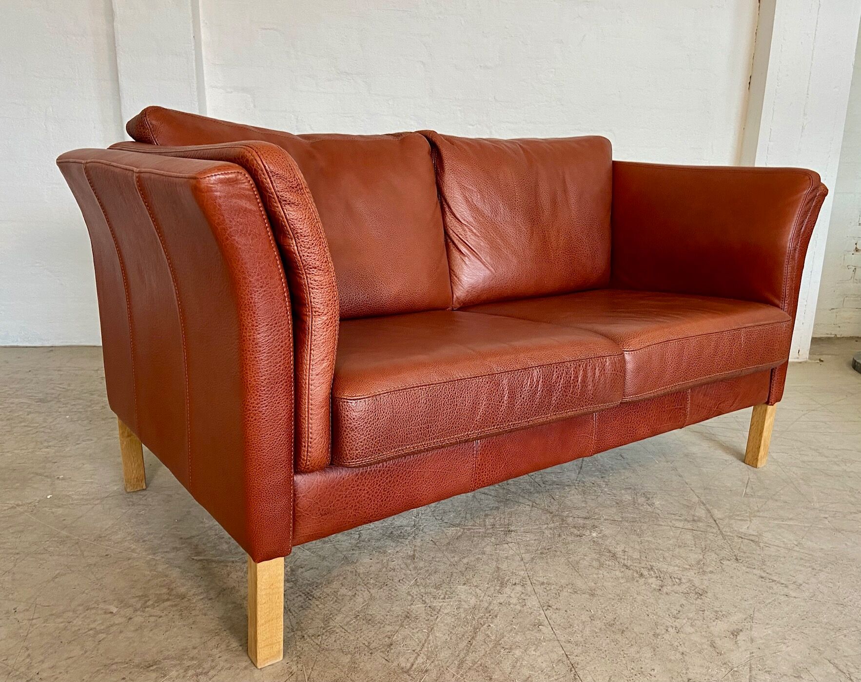 Canapé vintage danois rétro Skalma pour 2 personnes en cuir cognac
