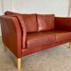 Canapé vintage danois rétro Skalma pour 2 personnes en cuir cognac