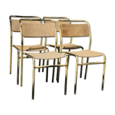 Series of 4 vintage school chairs