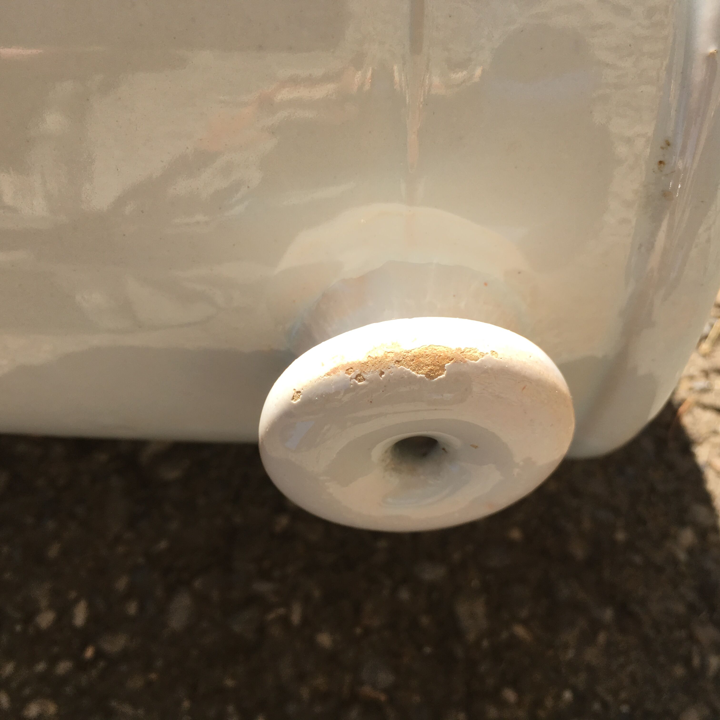 Large white glazed terracotta pot