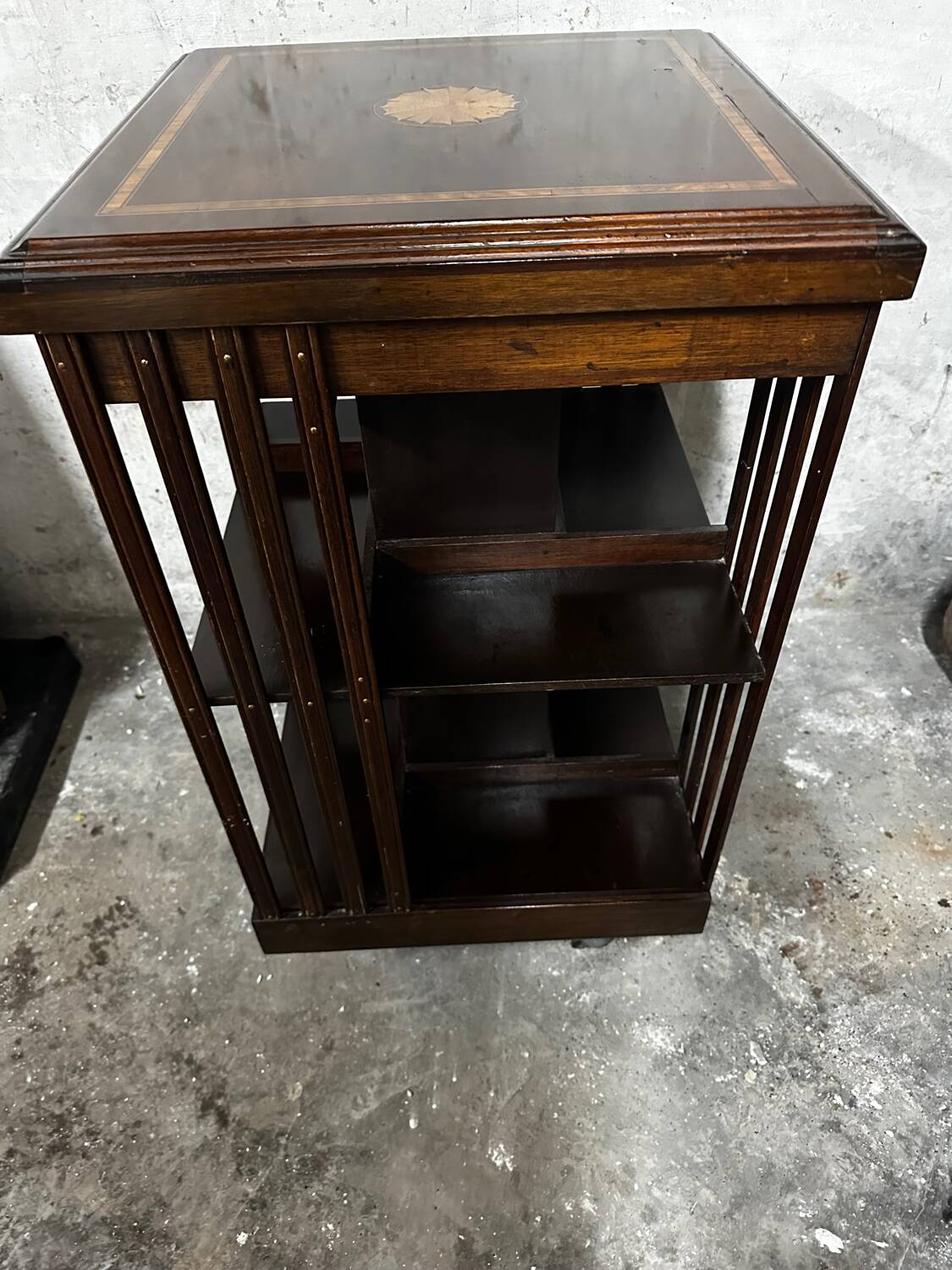 Revolving bookcase in mahogany and marquetry - art deco