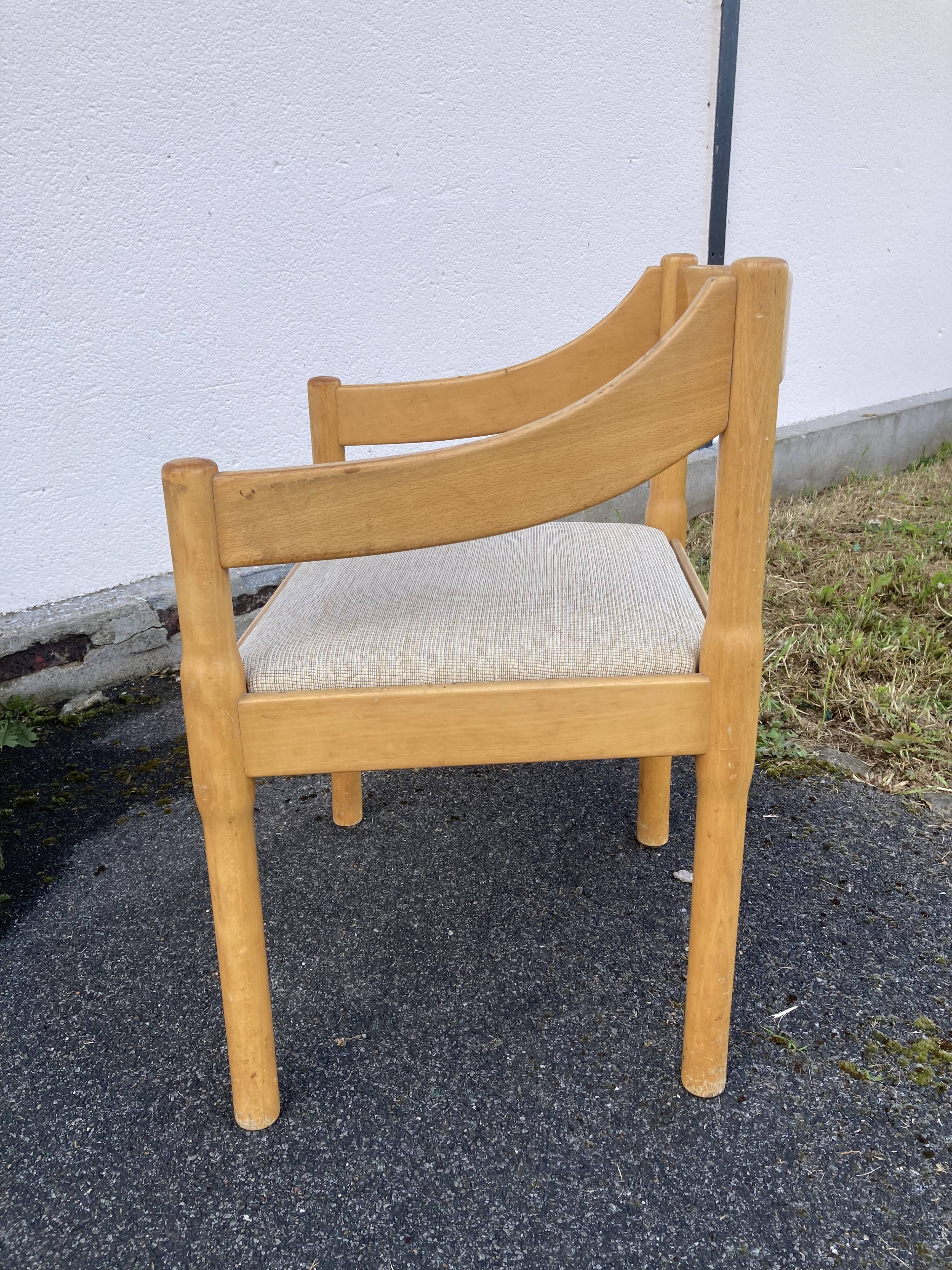 Six Carimate Cassina armchairs 1960's by Vico Magistretti