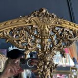 Paravent à 3 feuilles de la fin du xixe en bois doré et sculpté de style louis xvi