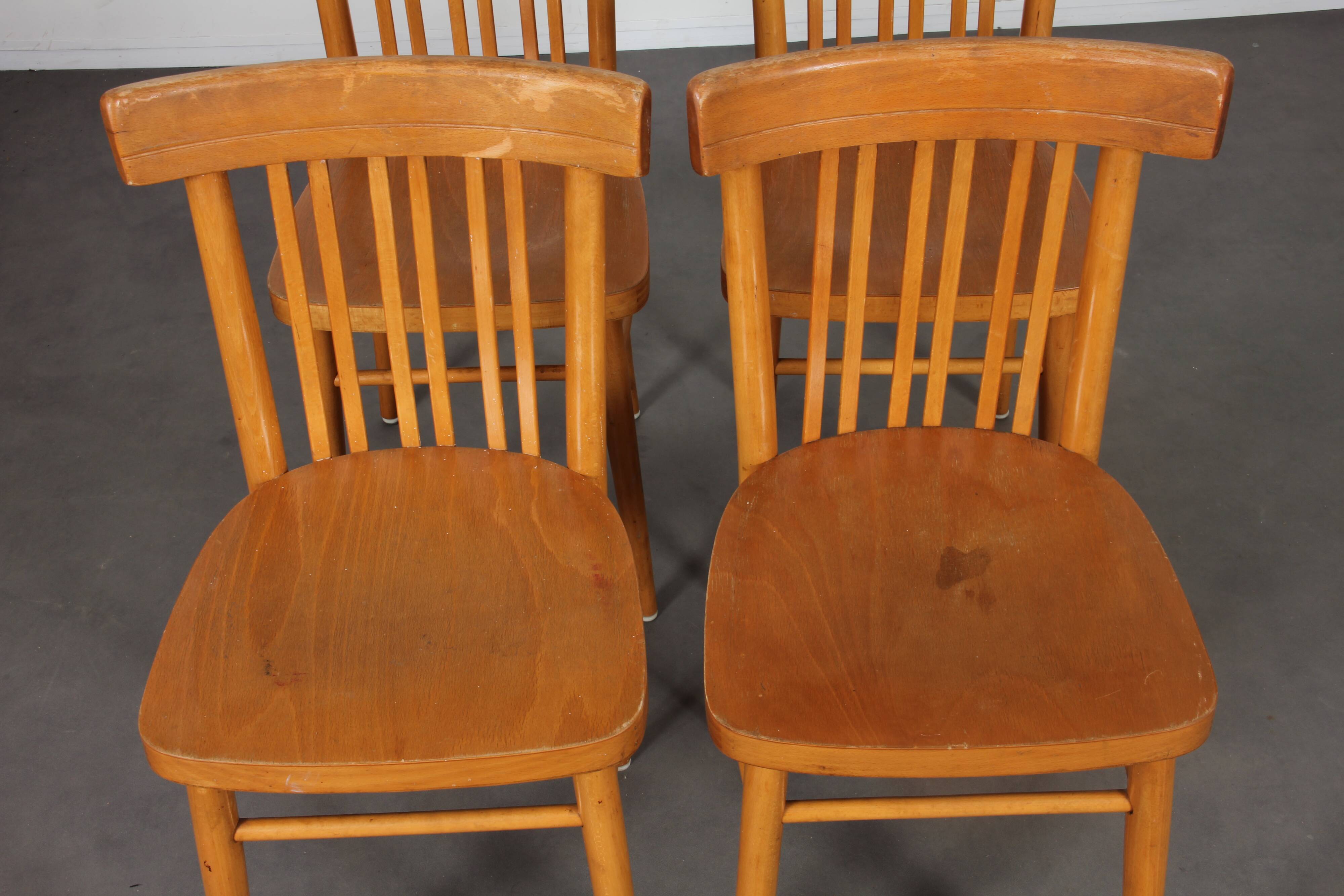 Set of 4 wooden chairs, 1960.