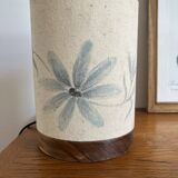 Lampe vintage bois et tissus peint