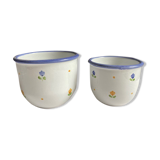 Deux cache-pots en faïence fleurie années 80