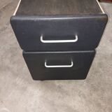 Metal box with used vintage keyless casters