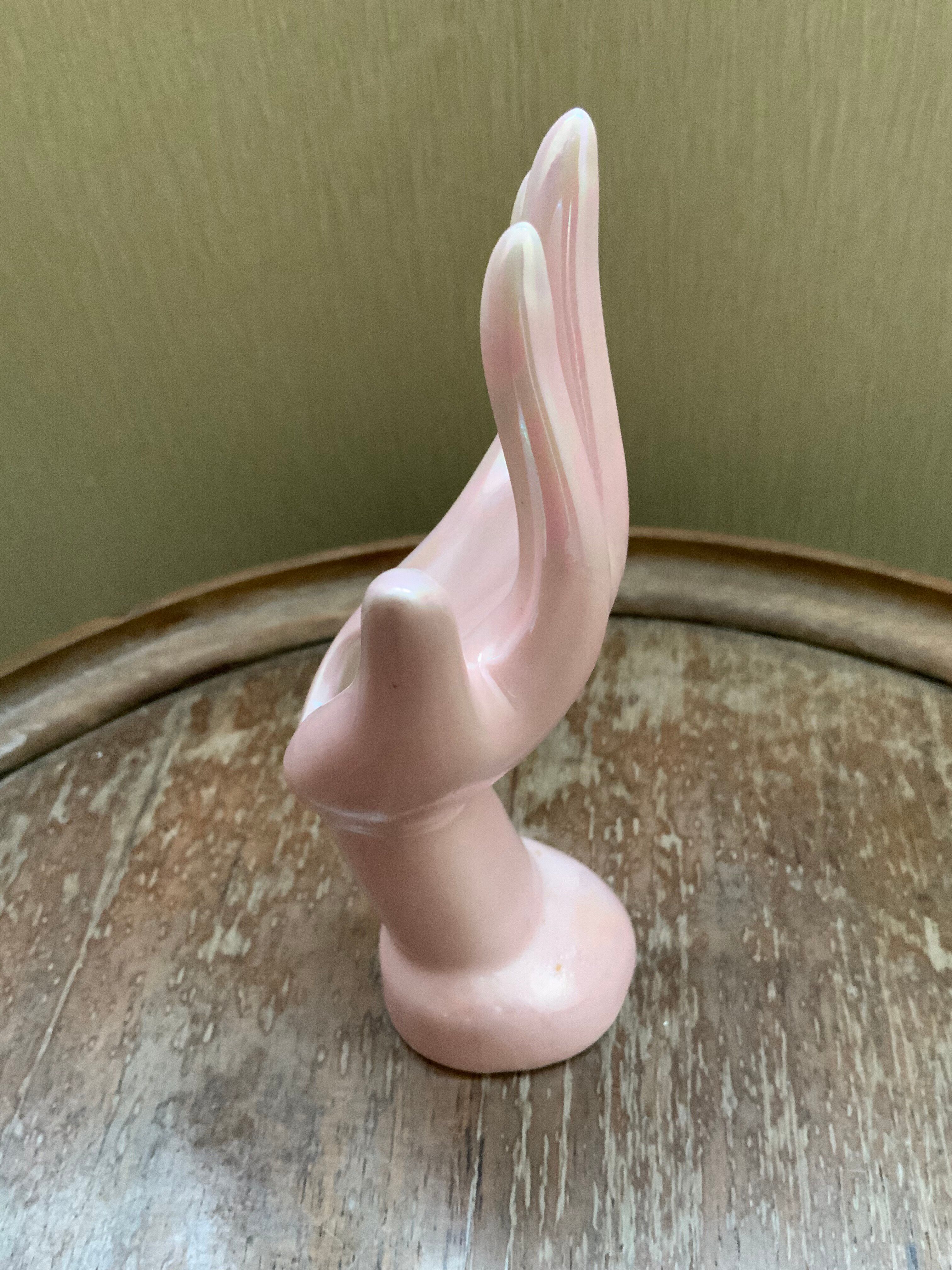 Vase / Iridescent ceramic jewellery holder, pearlescent pink, vintage