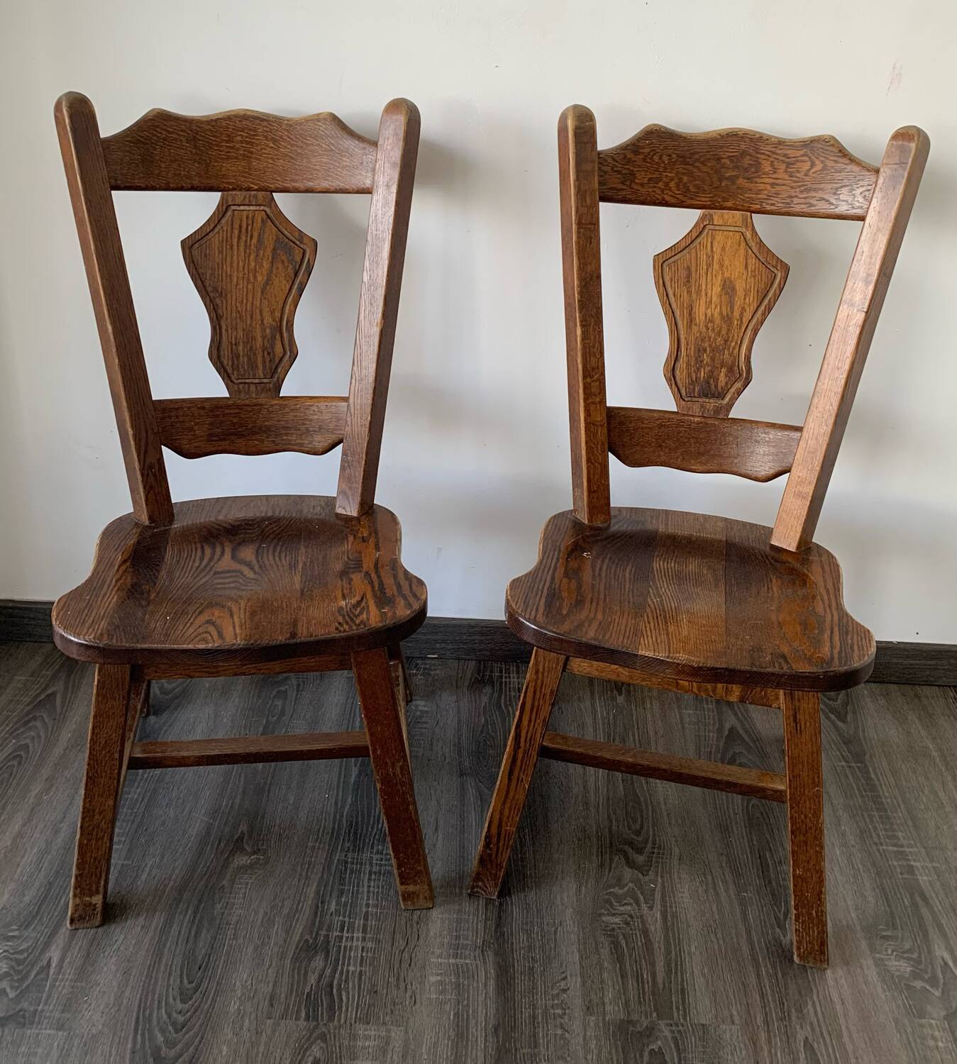 Pair of Brutalist Oak Chairs