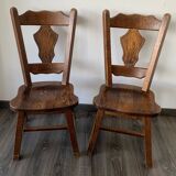 Pair of Brutalist Oak Chairs