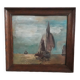 Old oil painting depicting a marine scene