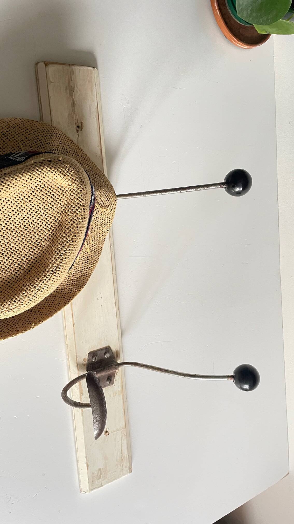 ANTIQUE SCHOOL COAT RACK White Wood