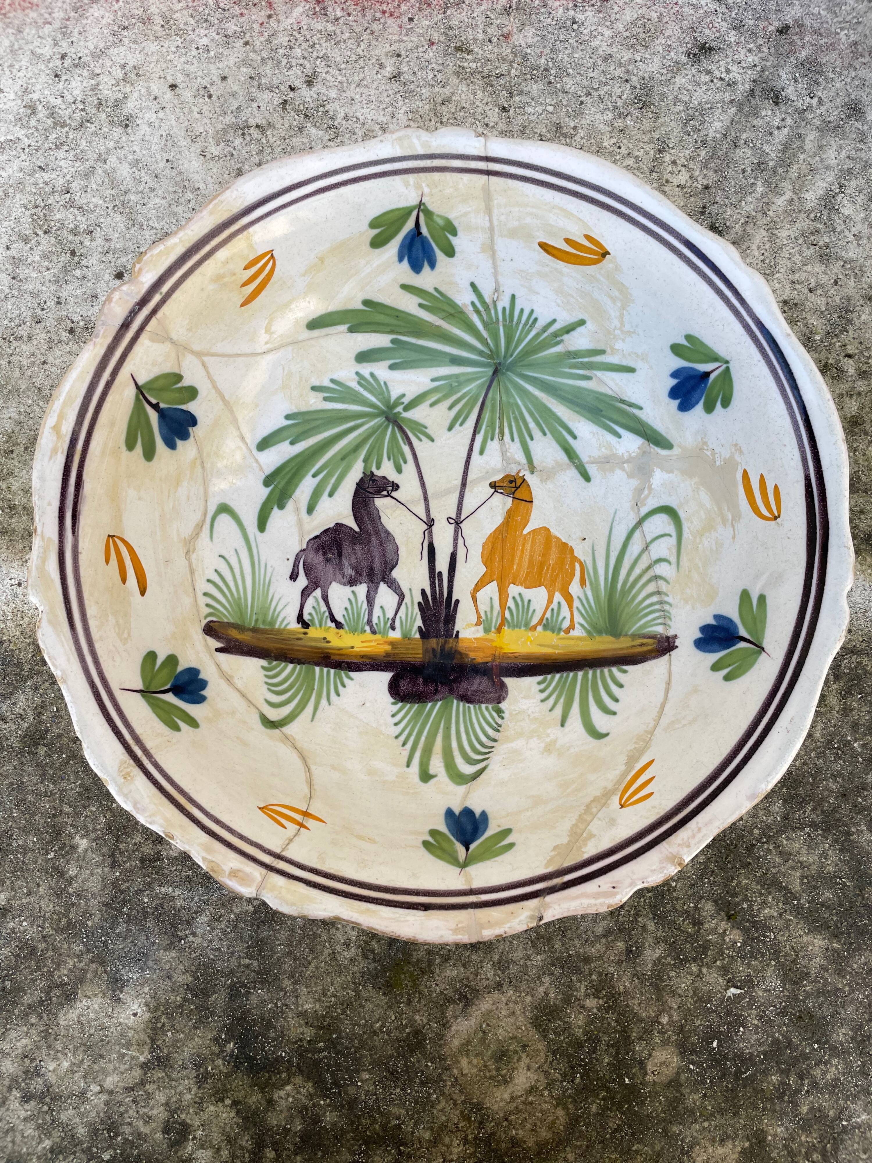 Old dish camels and palm trees restored