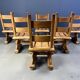 Solid oak brutalist dining chairs, 1960s