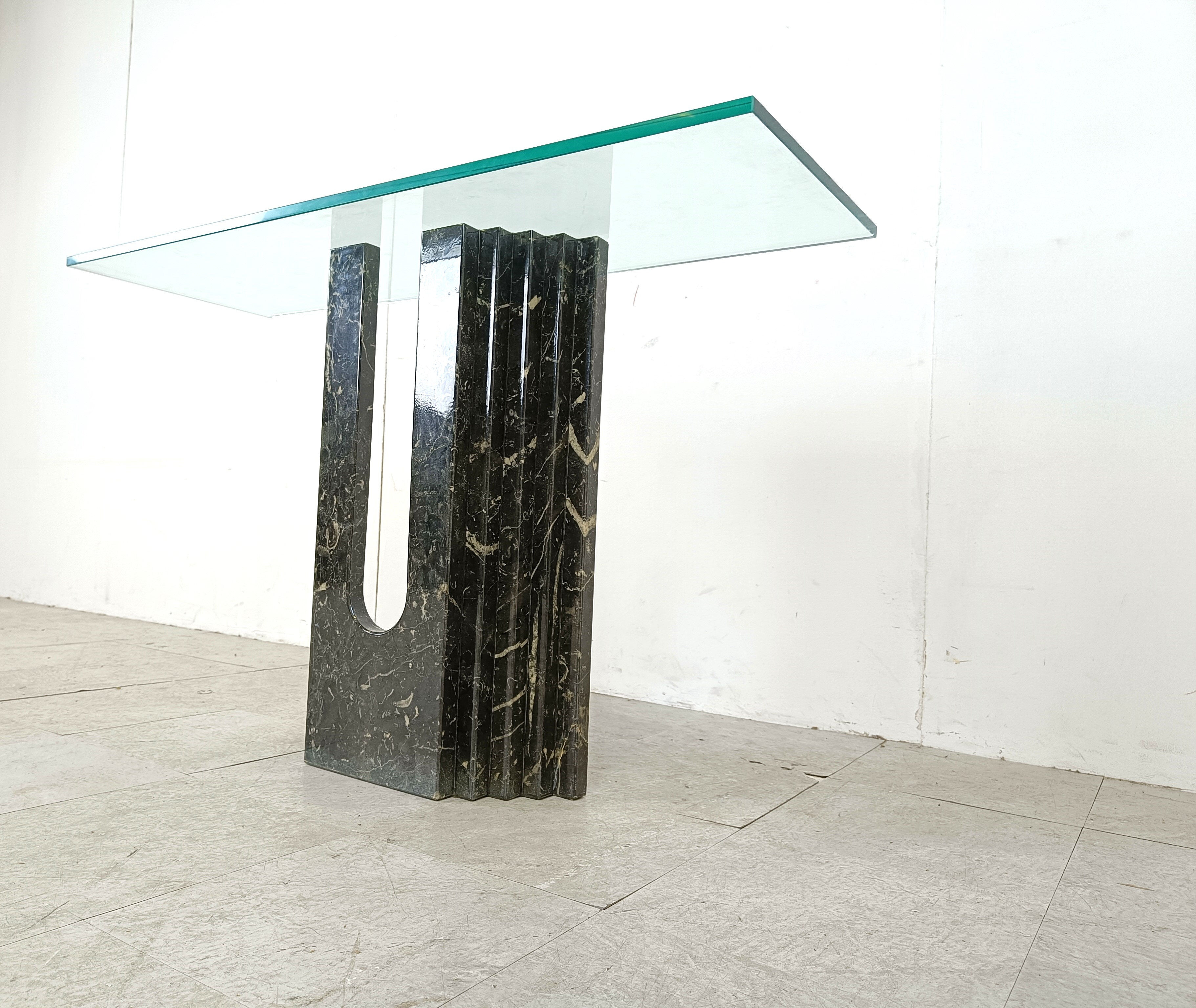 Vintage black marble console table by Cattelan Italy, 1980s