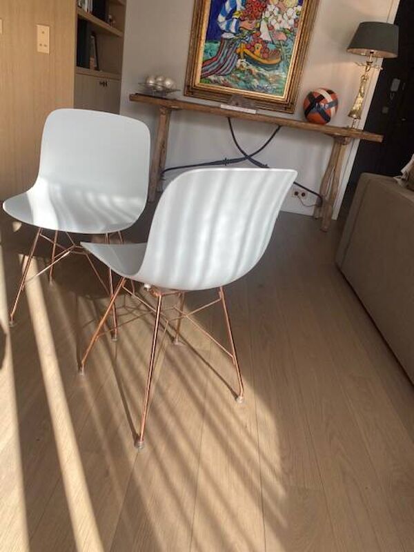 Chaise Troy blanc polypropylène, fils d'acier cuivre, Marcel Wanders MAGIS