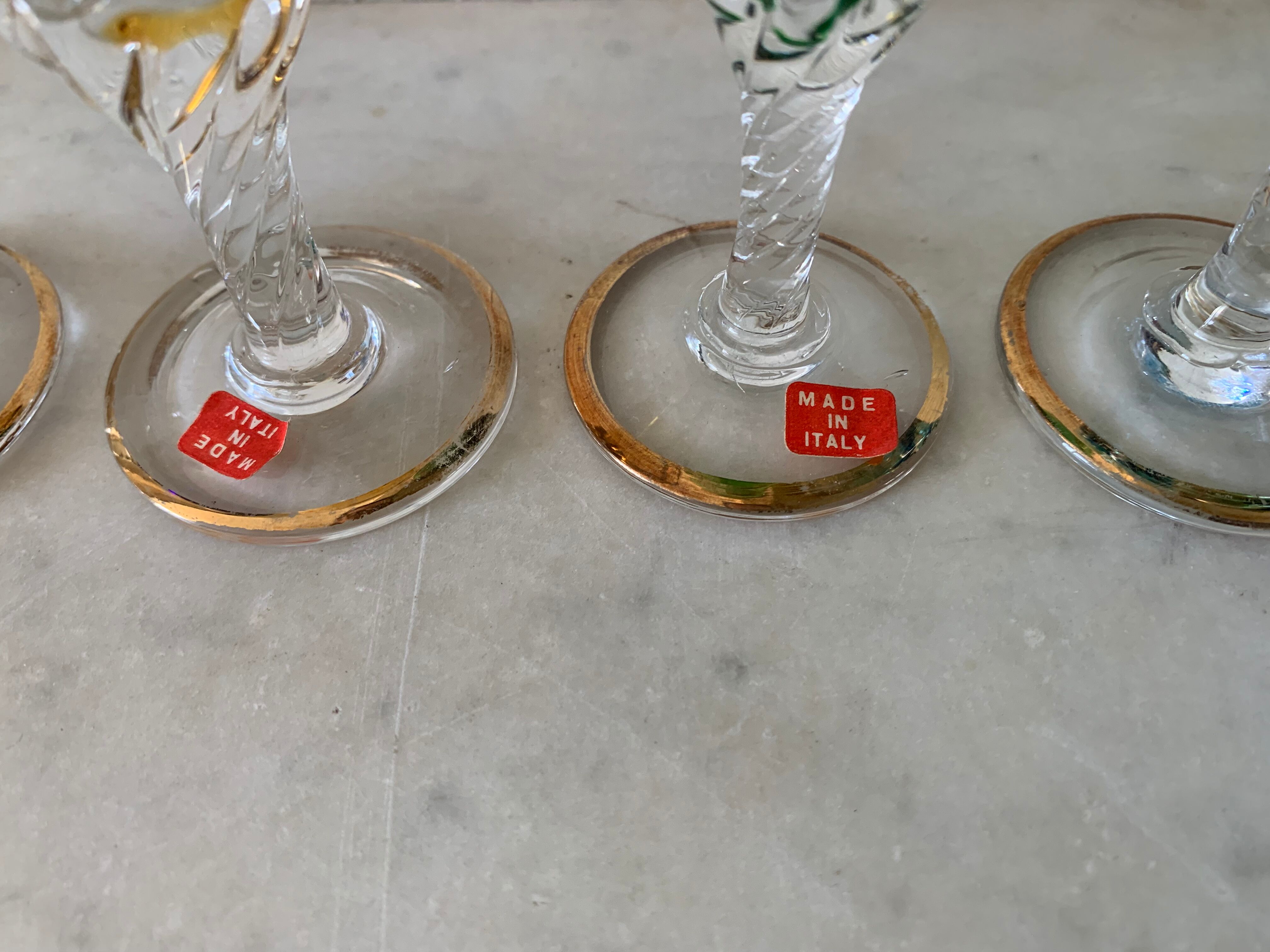 Murano multicolor liquor glasses