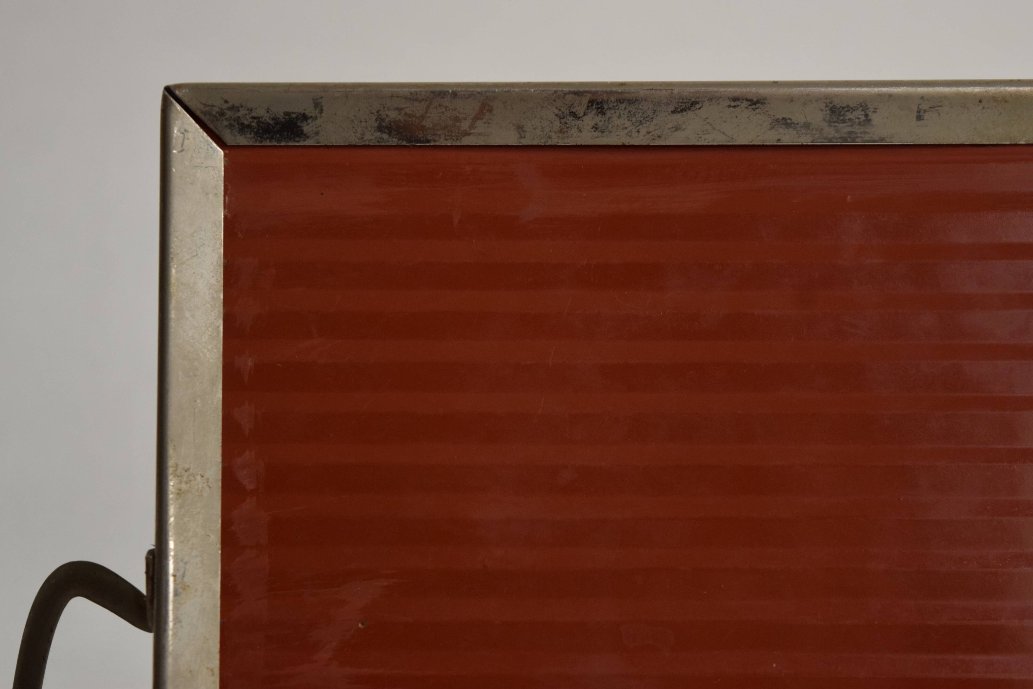 Old glass and metal serving tray - hand-painted floral decoration