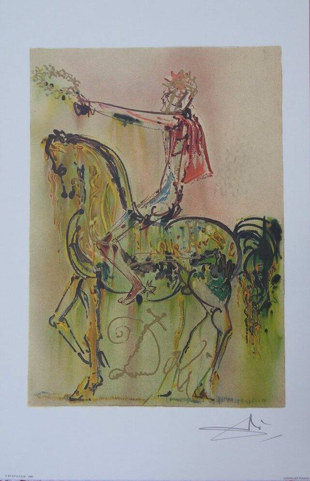 Salvador Dali: Horses, the Roman Knight - signed lithograph